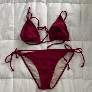 LA HEARTS Women's Burgundy Bikini Set M